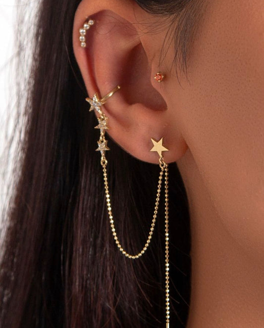 Yıldız Sallantılı Earcuff Yıldız Piercing